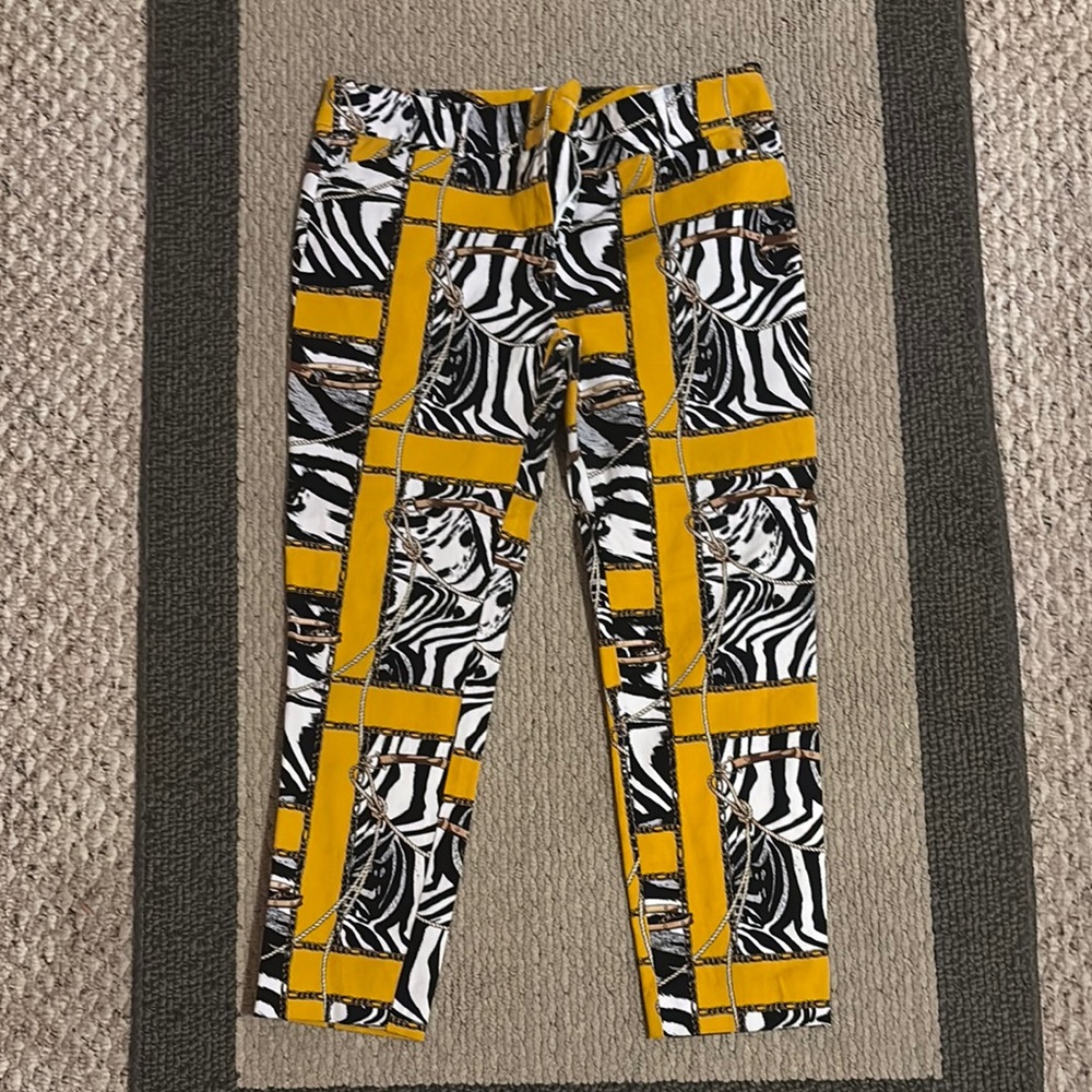 Stylish Zebra Print Pants with Yellow Accents